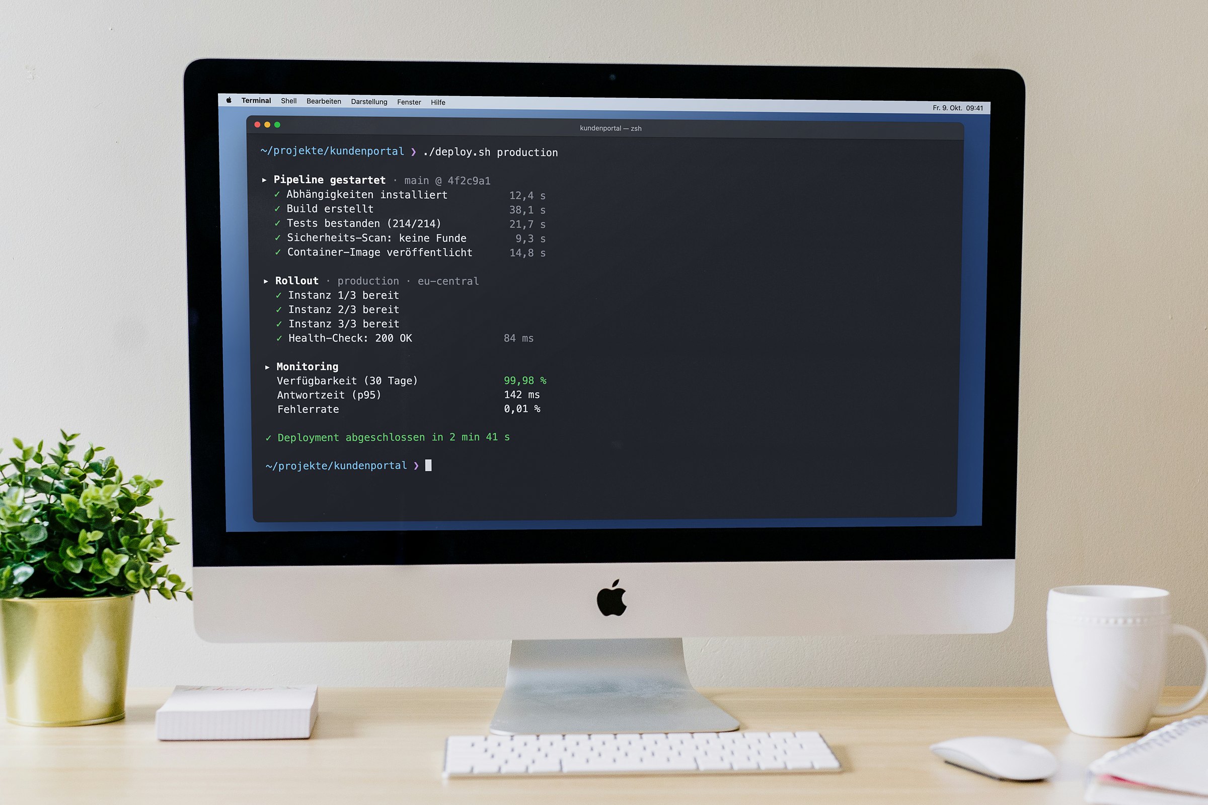 Monitor mit einem automatischen Deployment im Terminal