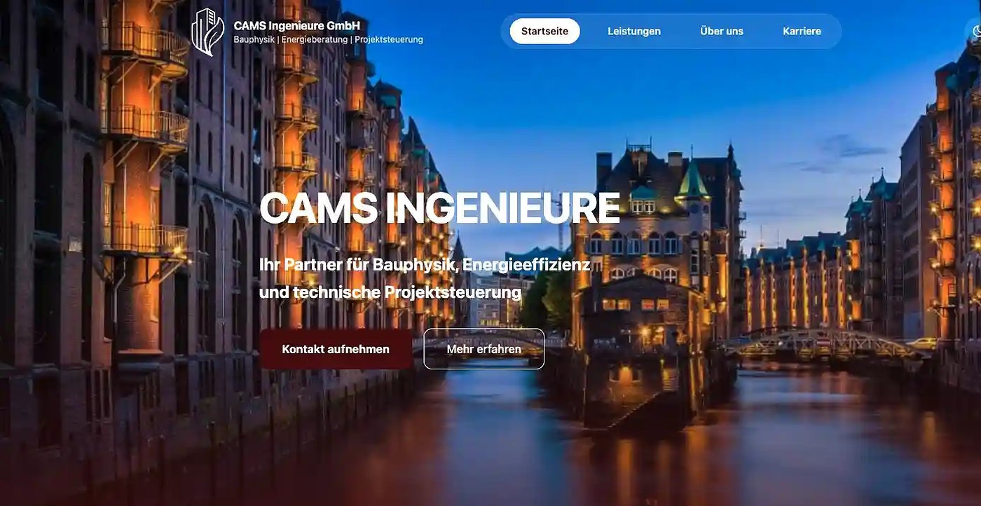Webseite CAMS Ingenieure
