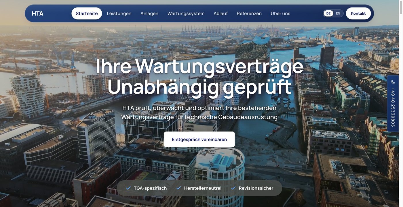 Webseite HTA Hamburger Technik-Assistenz