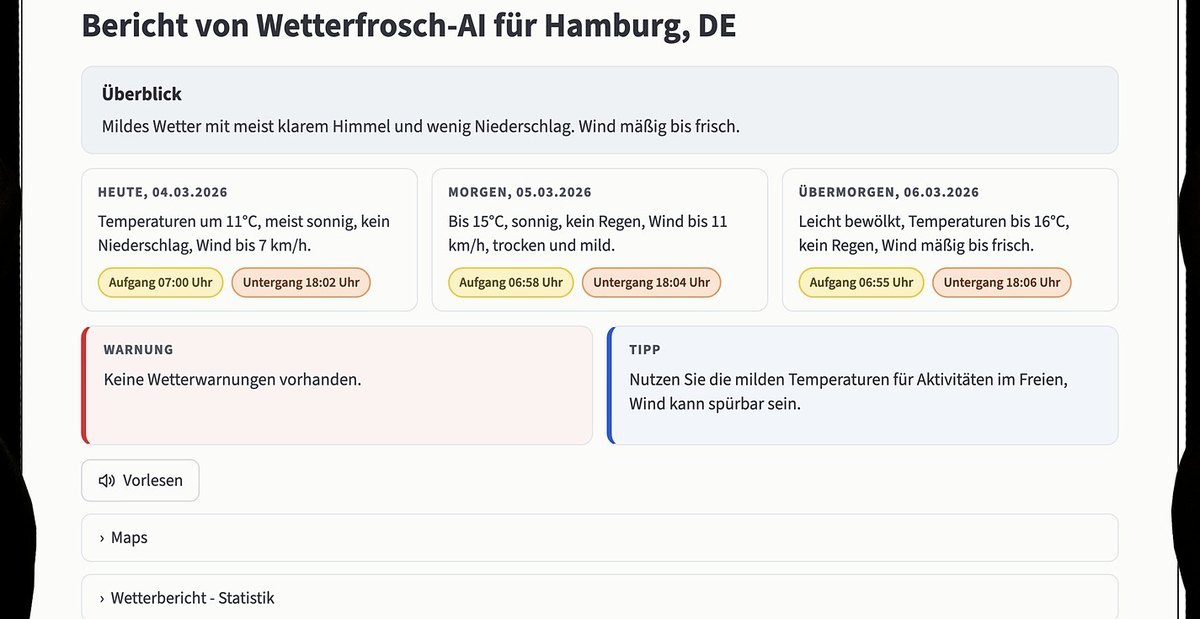 KI-Wetterbericht auf dem Tablet