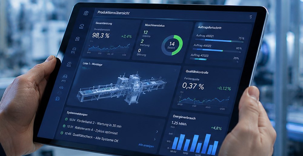 Produktions-Dashboard auf dem Tablet